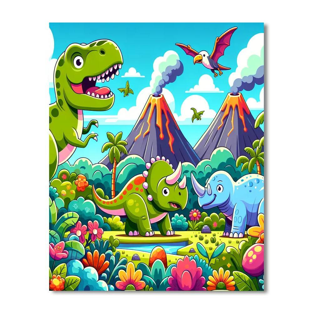 Colorful Dinosaurs Paint By Numbers Kits