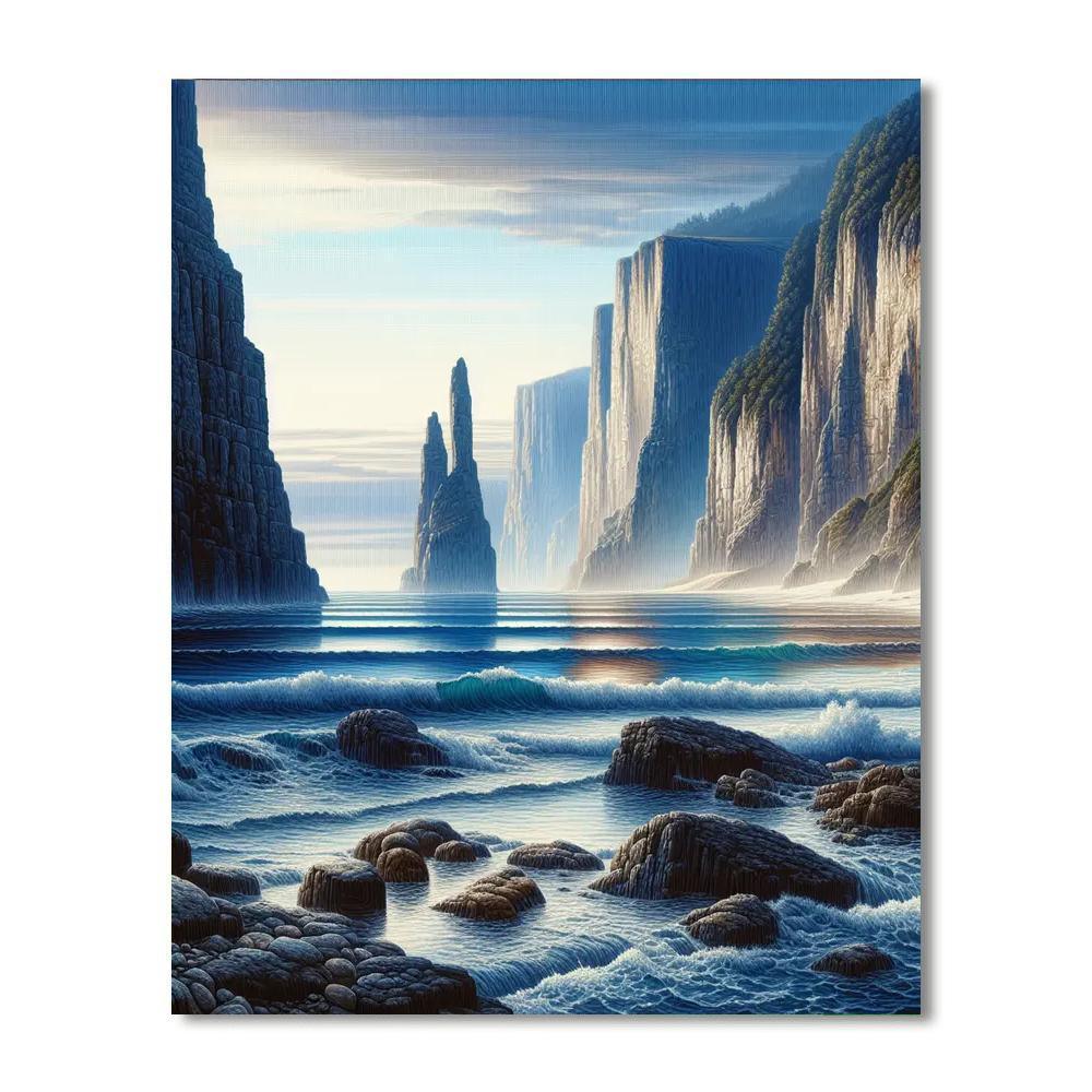 Coastal Cliffside Serenity Number Painting