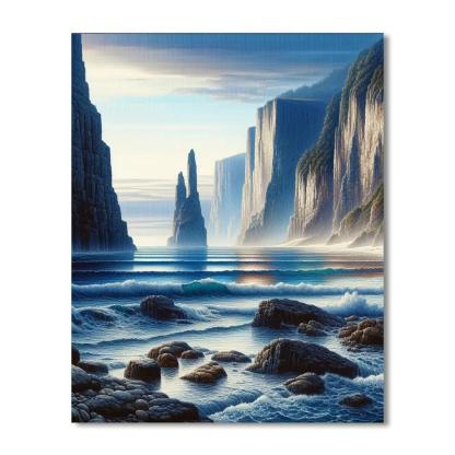 Coastal Cliffside Serenity Number Painting