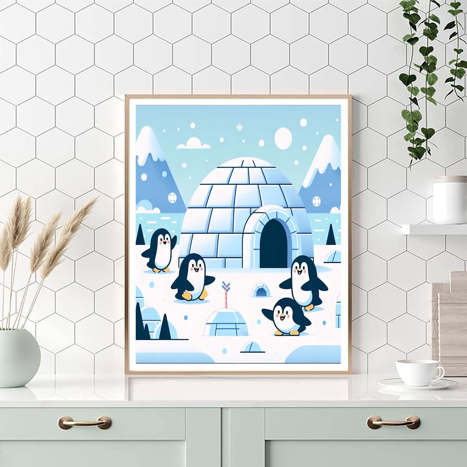 Penguin Igloo Adventure Paint By Numbers Art