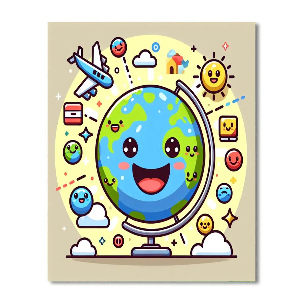 Glorious Globe Number Painting