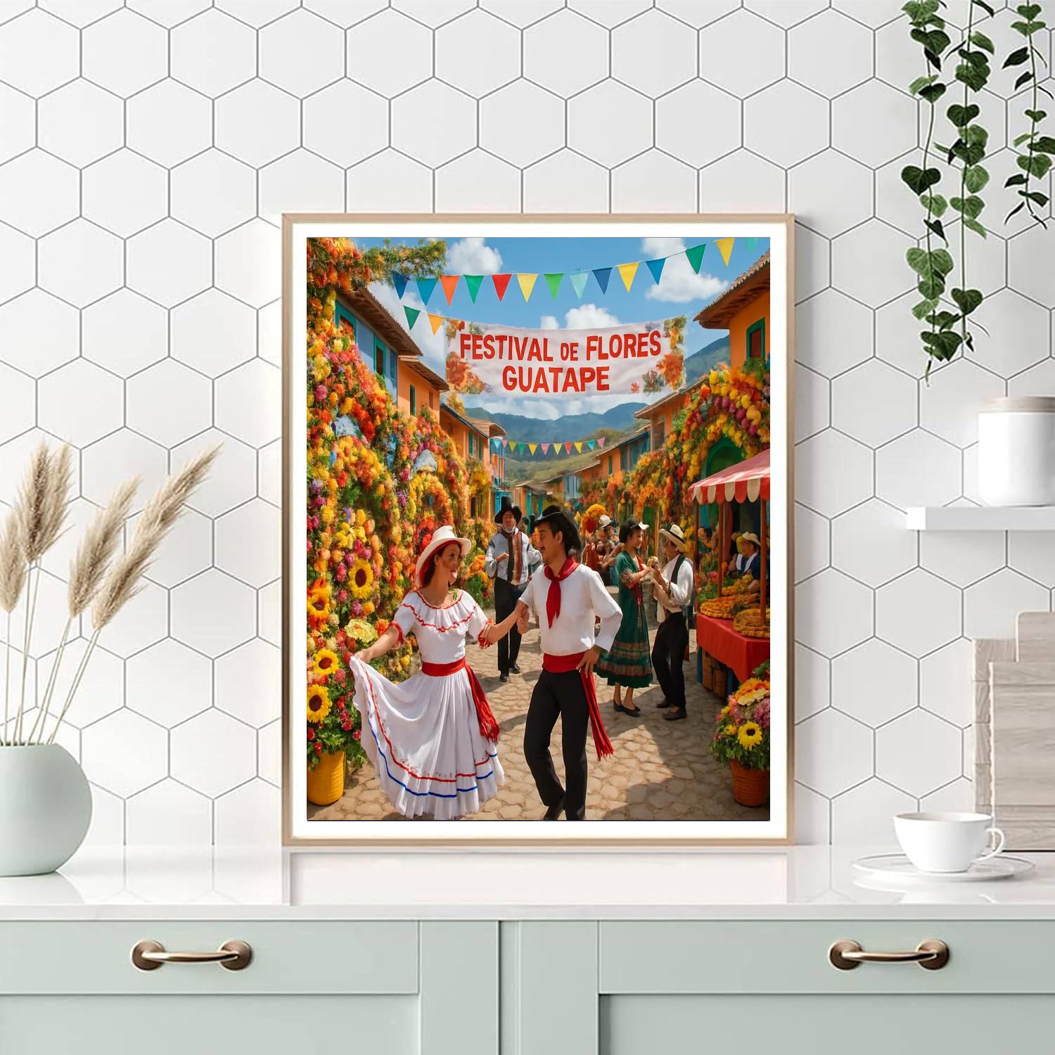 Flower Festival - Guatape, Colombia Painting Number Kit