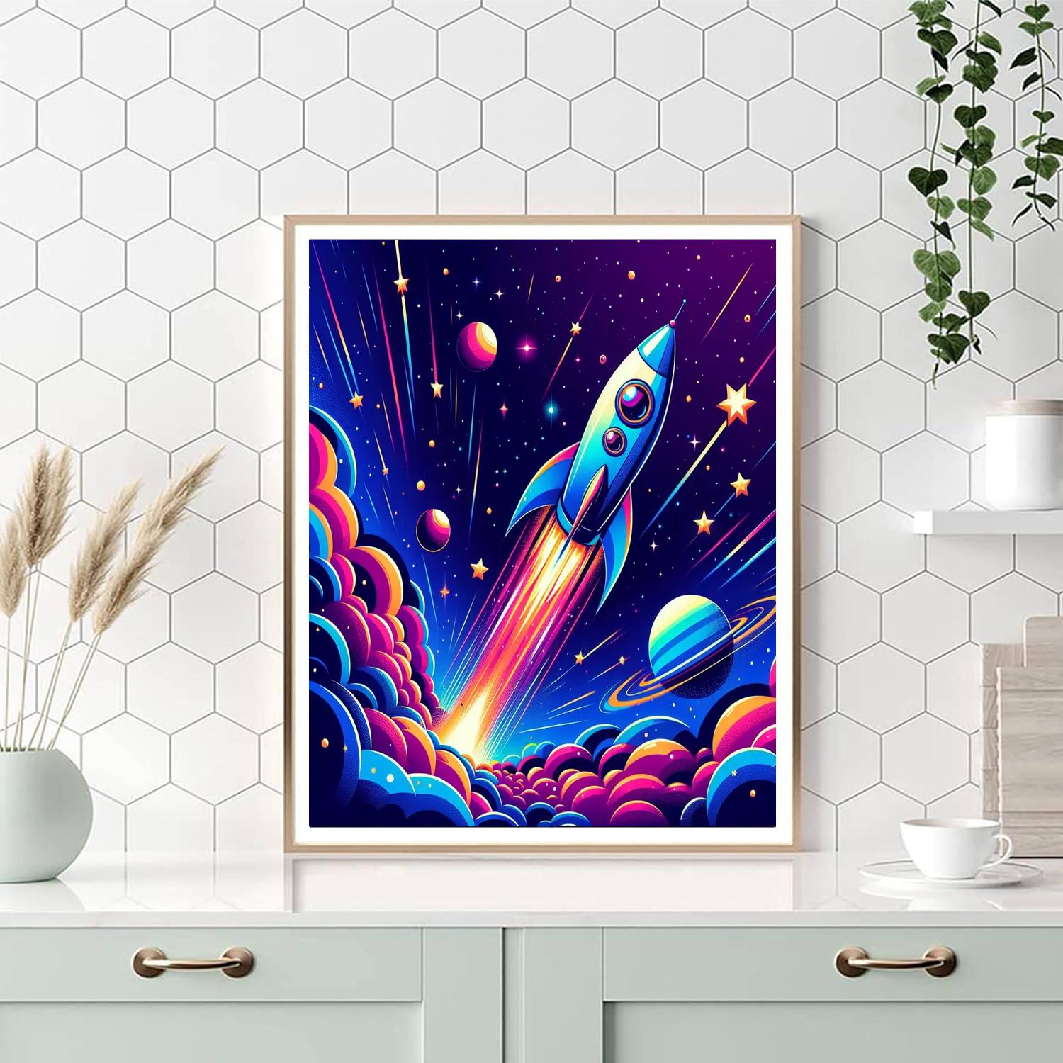 Colorful Cosmic Adventure Painting Number Kit