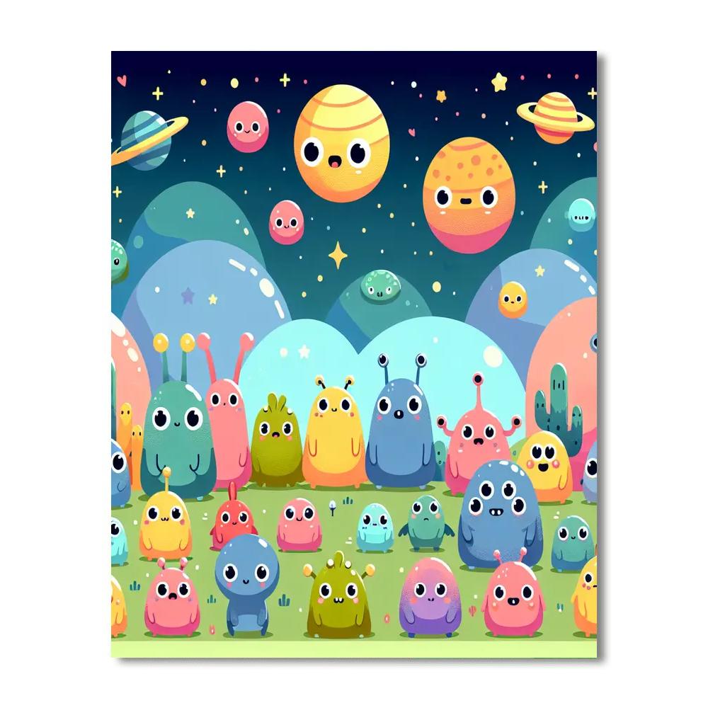 Adorable Alien Friends Paint By Color