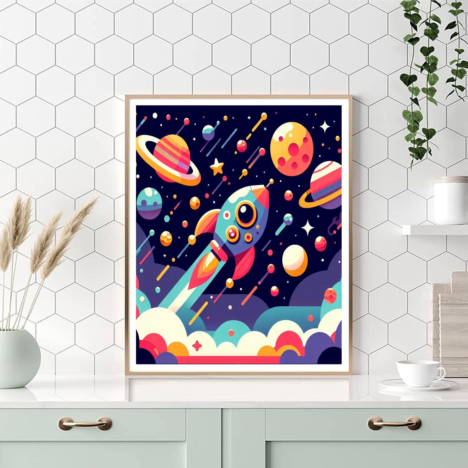 Galaxy Explorer Spaceship Painting By Numbers Kit