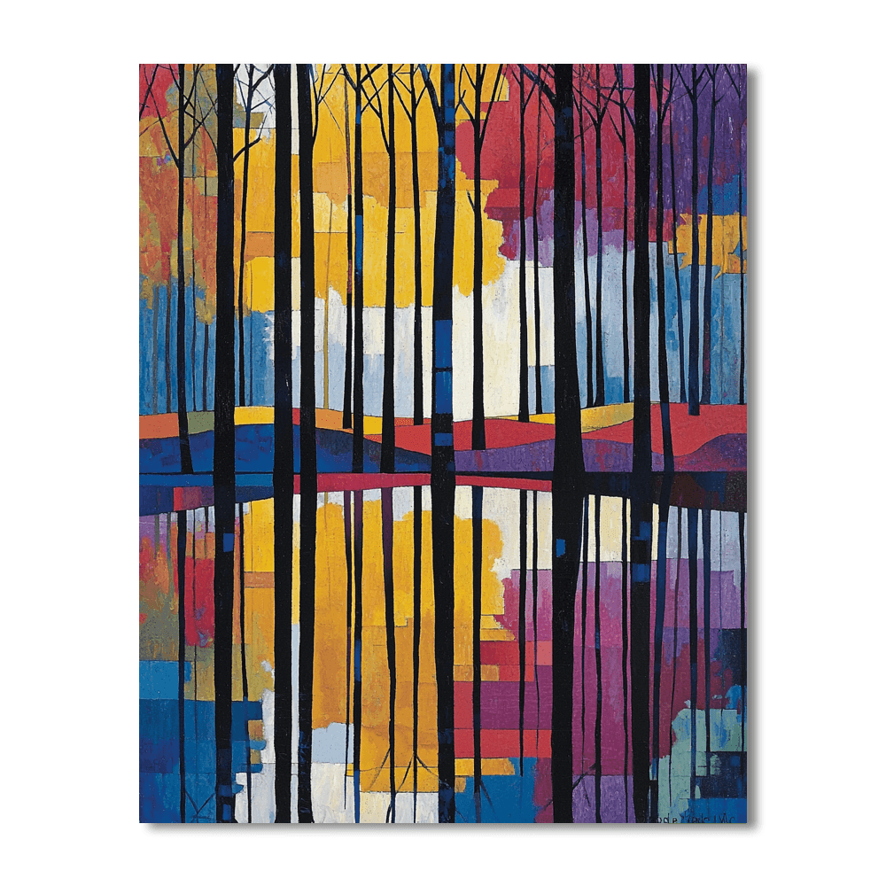 Piet Mondrian Inspired Mondrian's Woodland Reflections  Paint By Numbers Kits