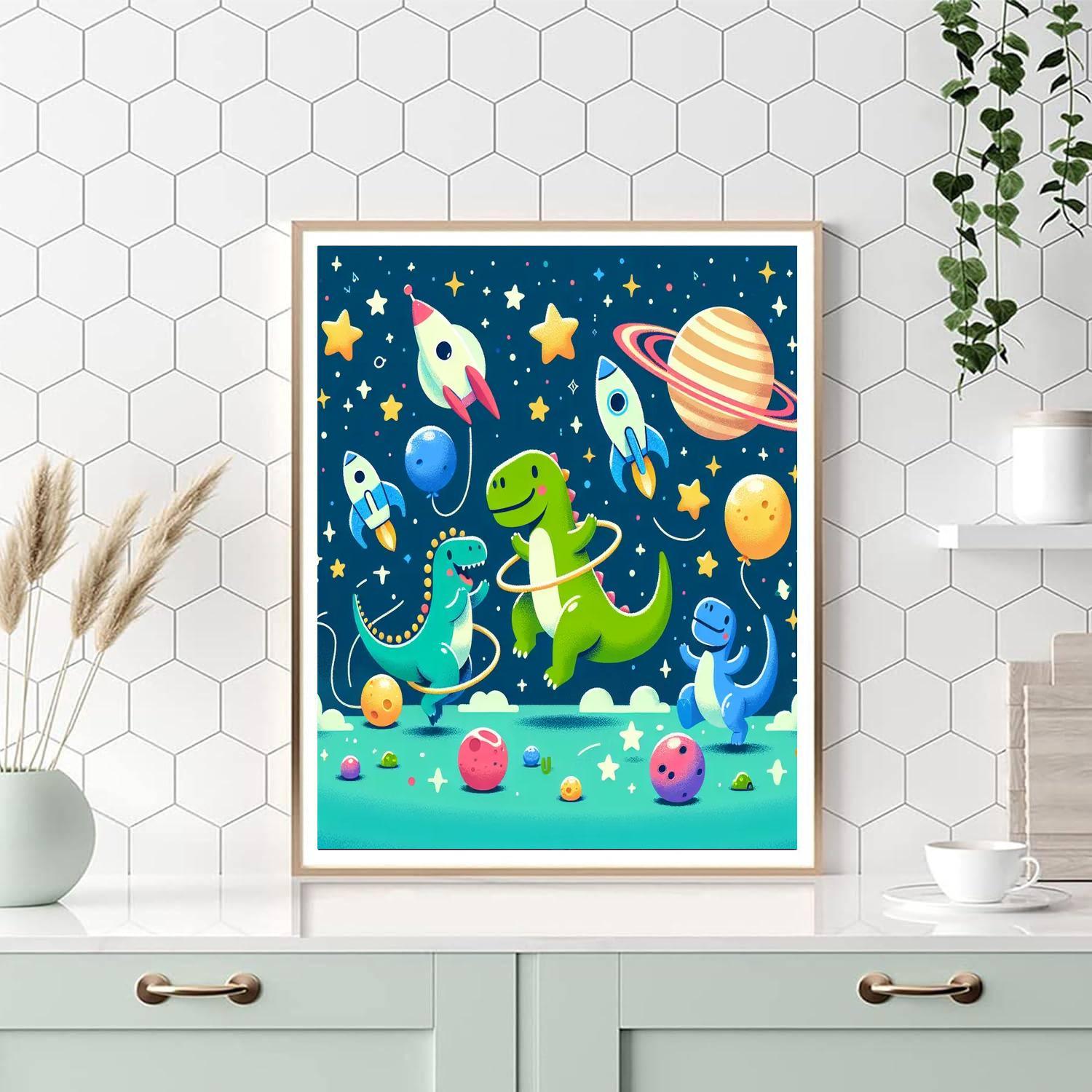Galactic Dinosaur Party DIY Paint By Numbers