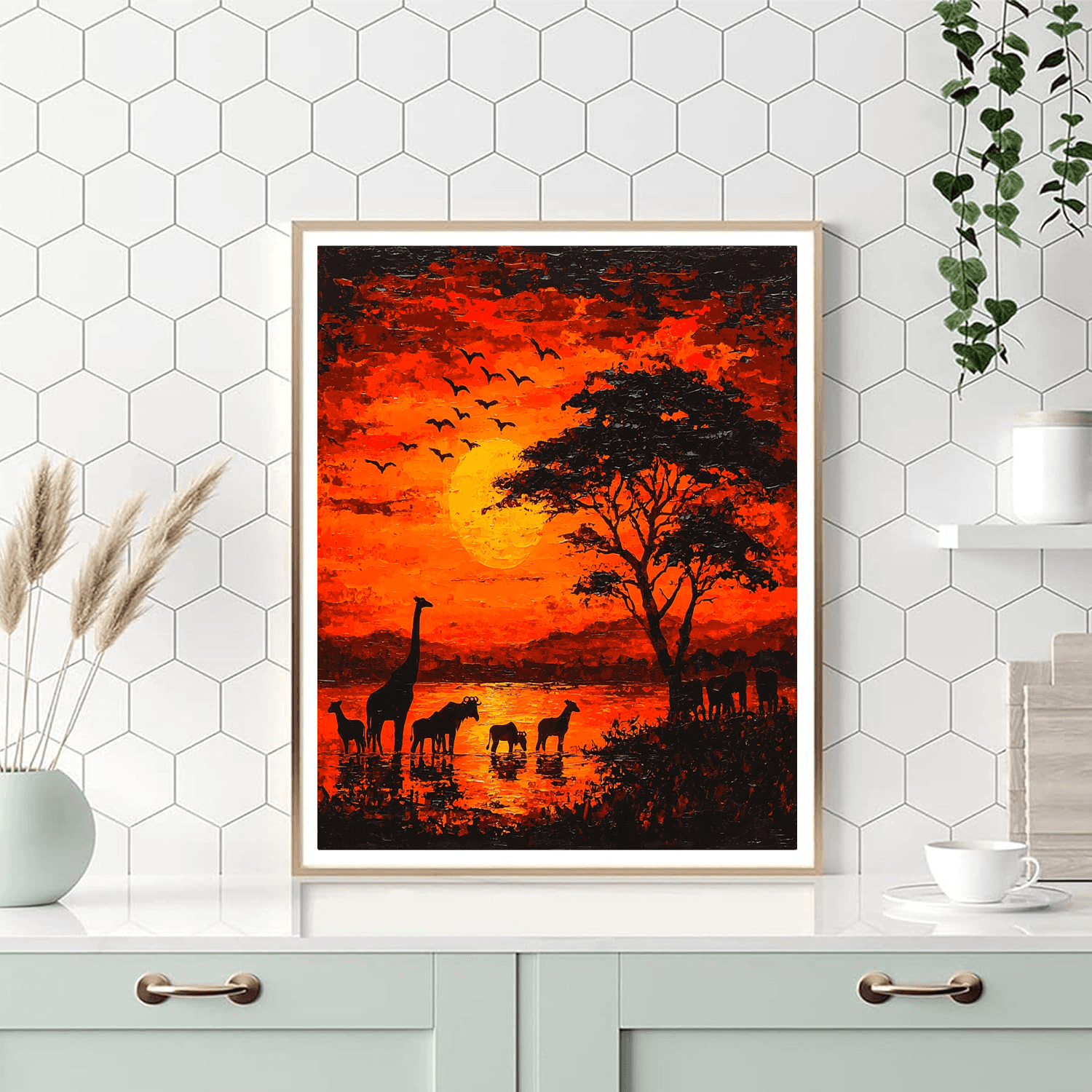 Sir Edwin Landseer Inspired Safari Silhouette  Paint By Numbers Art