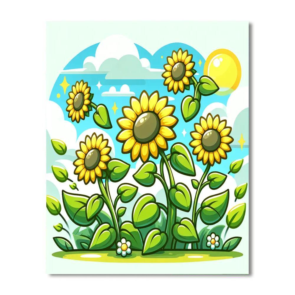 Charming Sunflower Garden Paint By Numbers