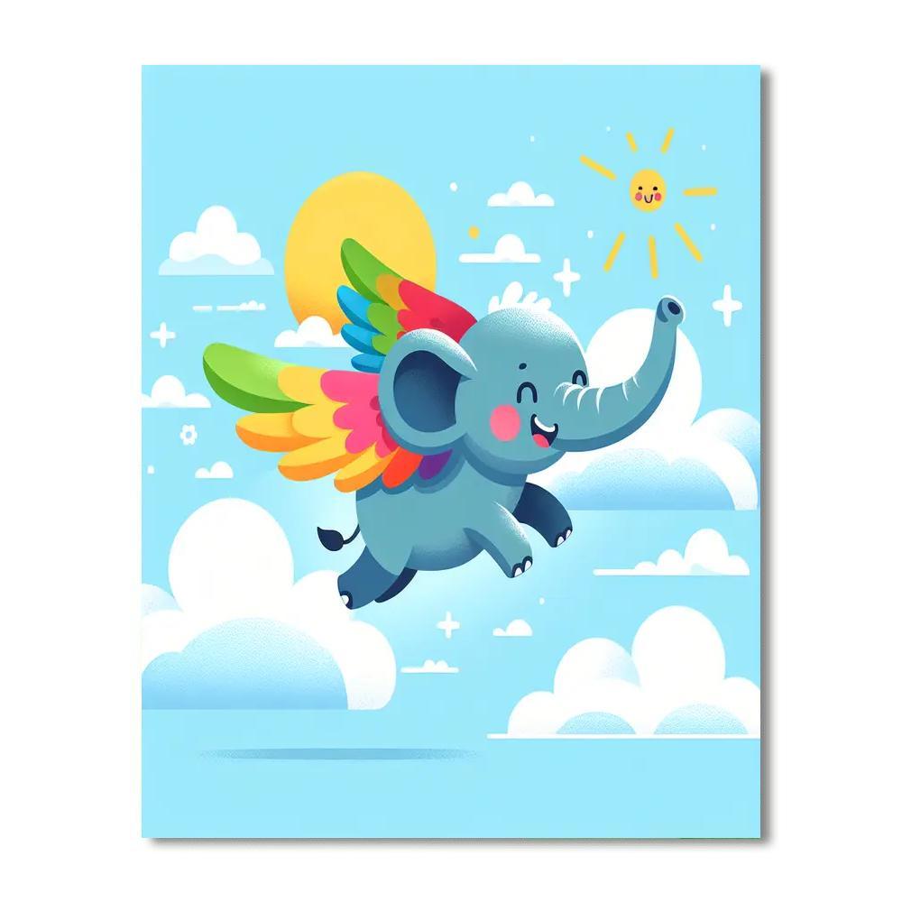 Fanciful Flying Elephant DIY Paint By Numbers