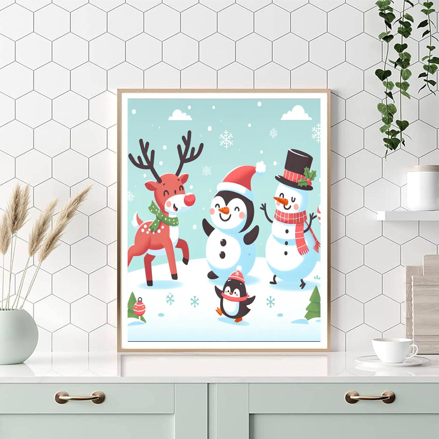 Merry Christmas Animals Numbered Painting Kits