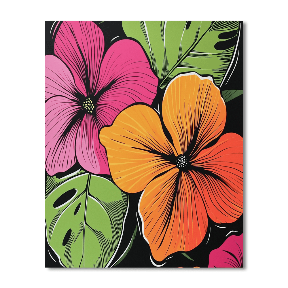 Andy Warhol Inspired Dynamic Floral Explosion  DIY Paint By Numbers