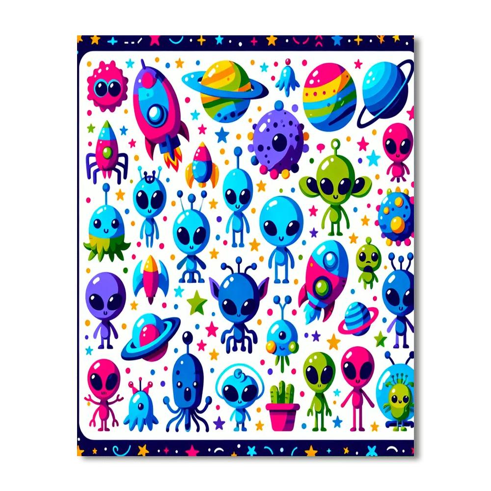 Adventures With Cosmic Creatures Paint By Numbers Art
