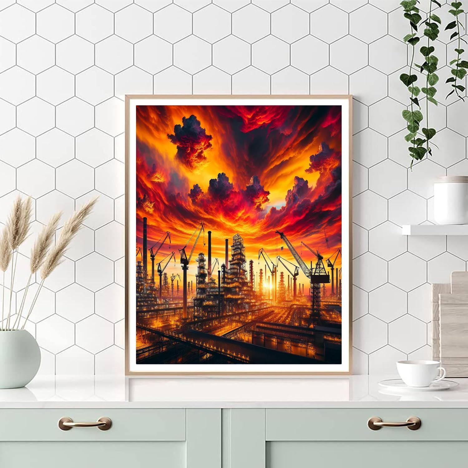 Vivid Industrial Sunset Paint By Numbers Kits
