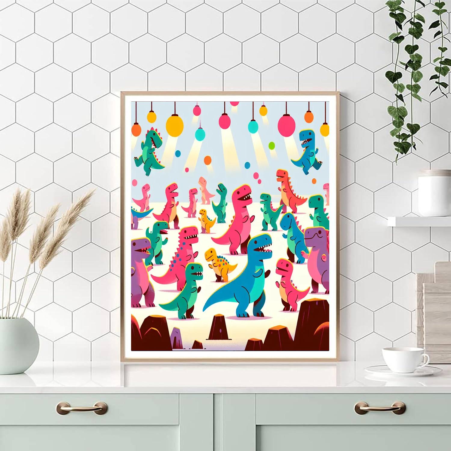 Dino Disco Dance Painting By Numbers Kit