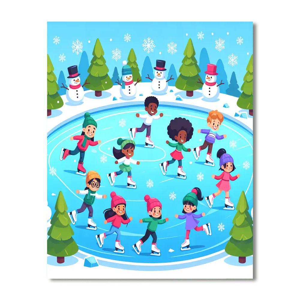 Winter Ice Skating Fun Painting Number Kit