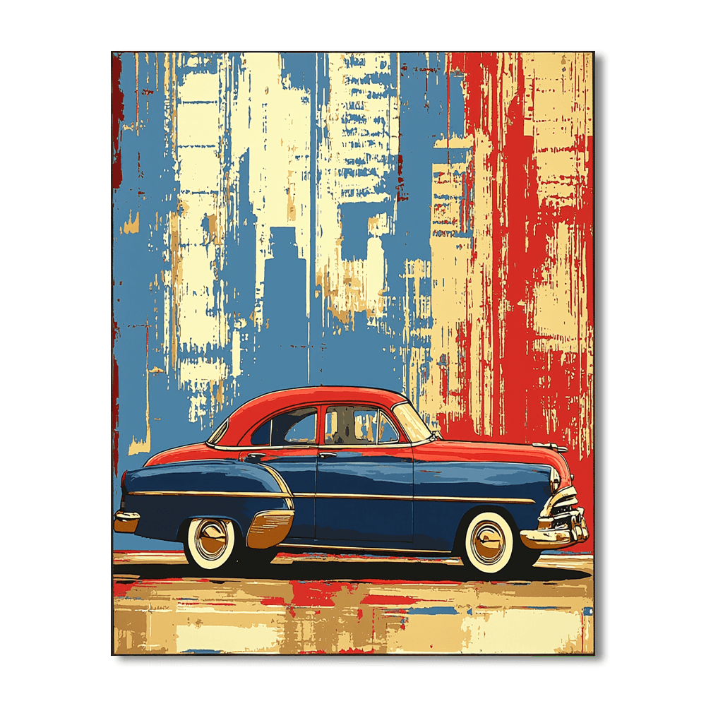 Warhol Inspired Vintage Car Elegance  Paint By Numbers Art