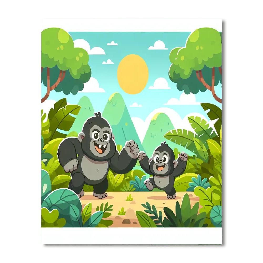Gregarious Gorillas Numbered Painting Kits