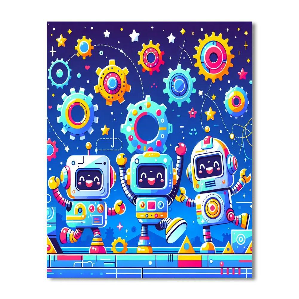 Adventure With Cute Robots Painting By Numbers Kit