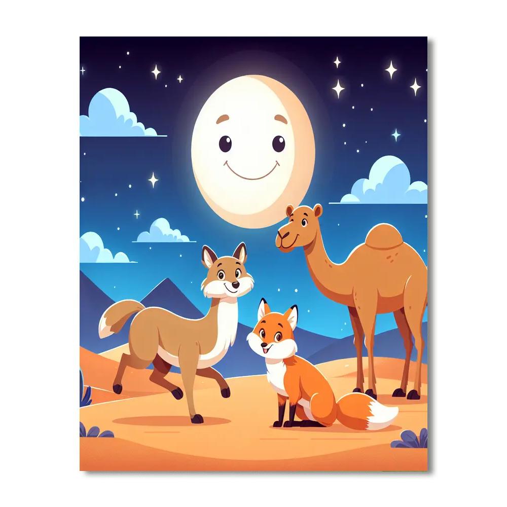 Moonlit Desert Safari Paint By Numbers Art