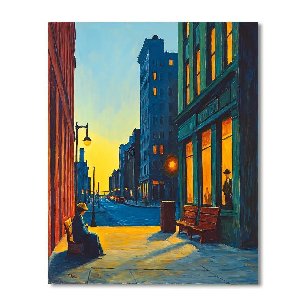 Edward Hopper Inspired Romantic Sunset Boulevard  Paint By Numbers
