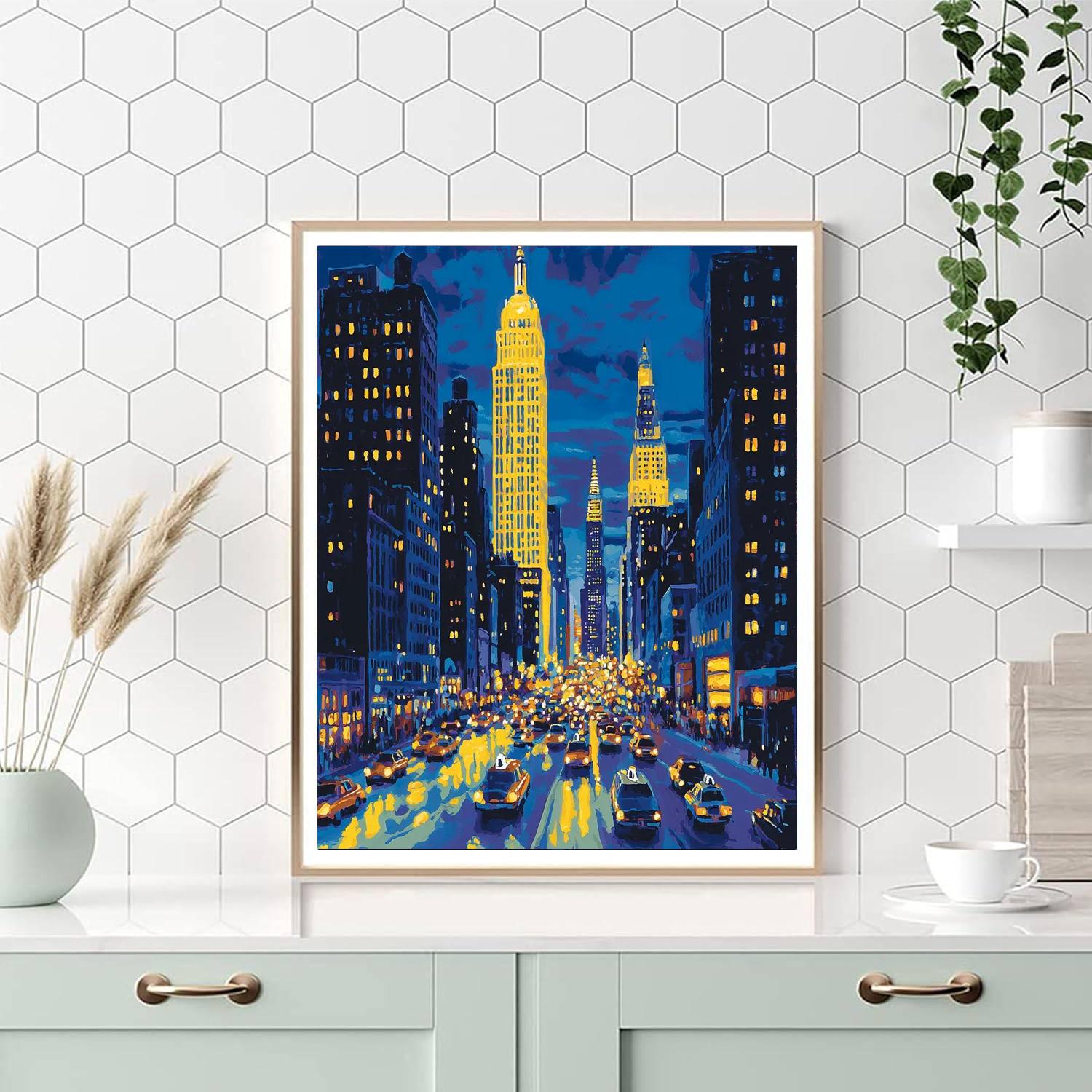 Edward Hopper Inspired City Lights By Night  Numbered Painting Kits