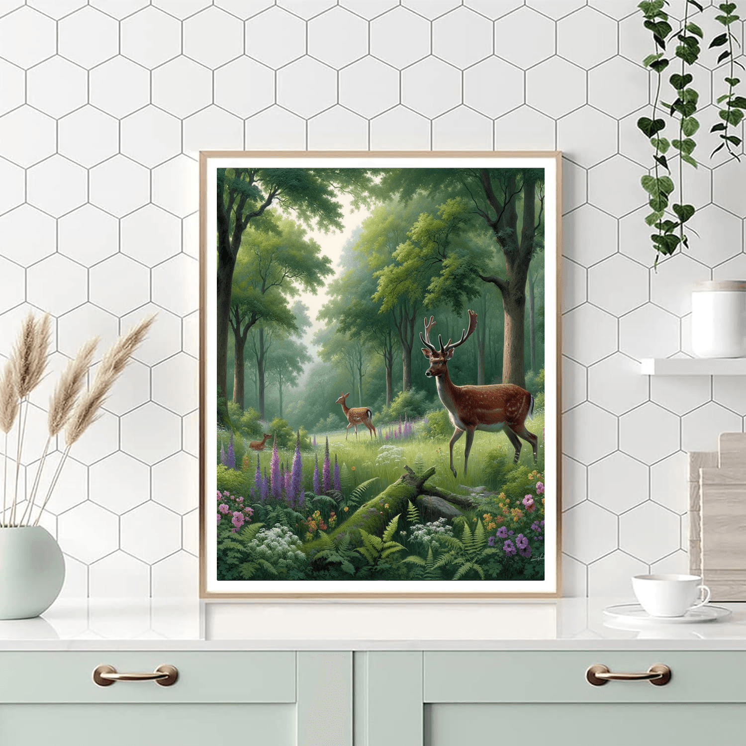Charming Woodland Scene With Deer Numbered Painting Kits