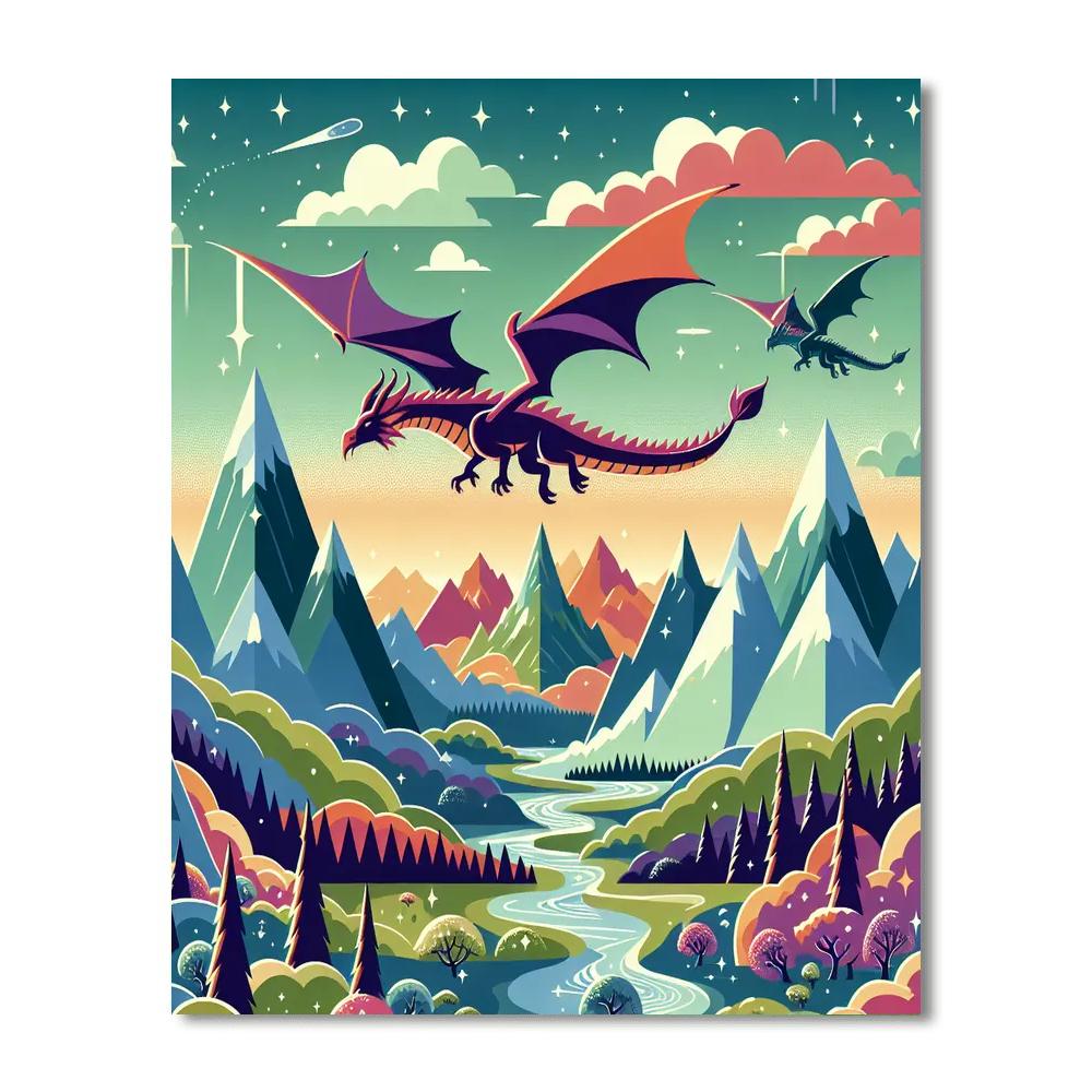 Majestic Dragon Haven Paint By Numbers Art