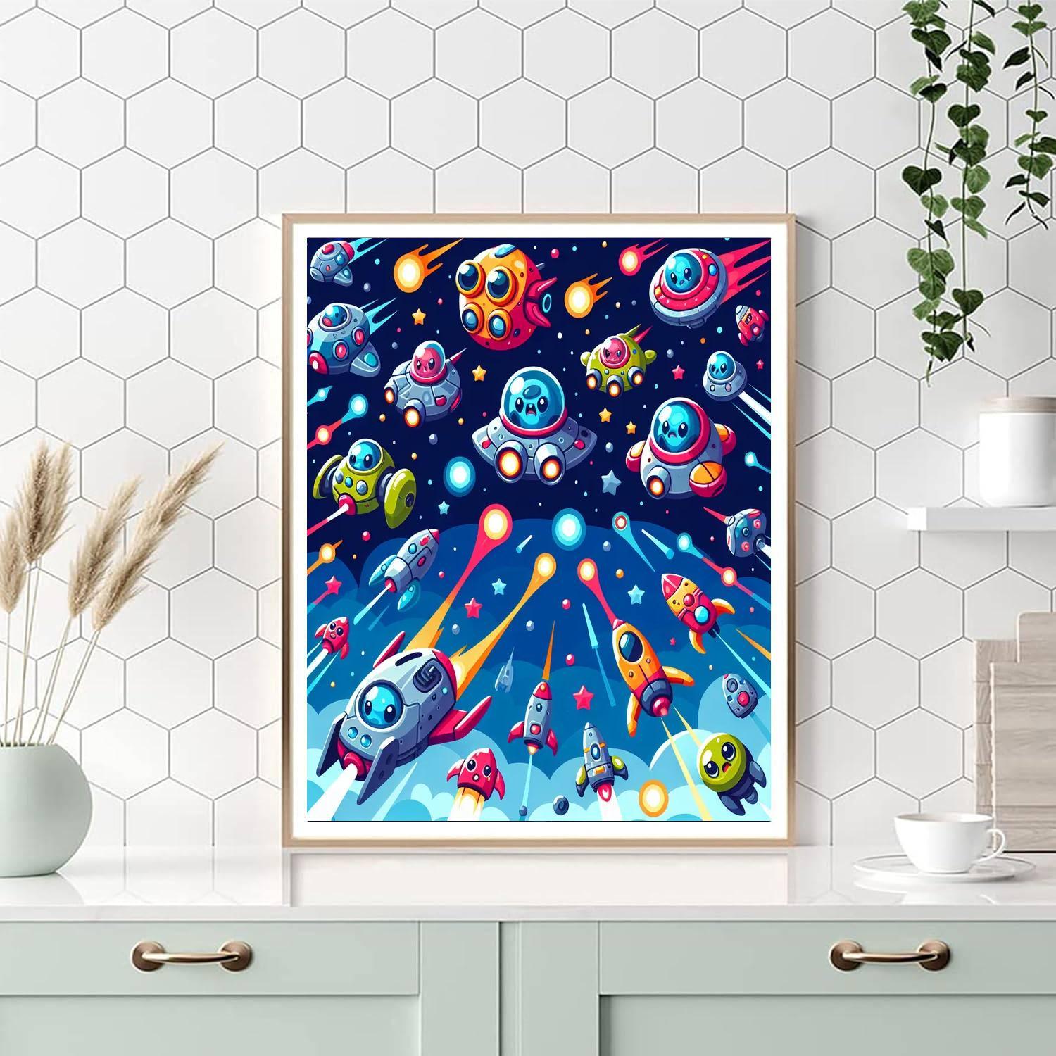 Galactic Space Battle Painting By Numbers Kit