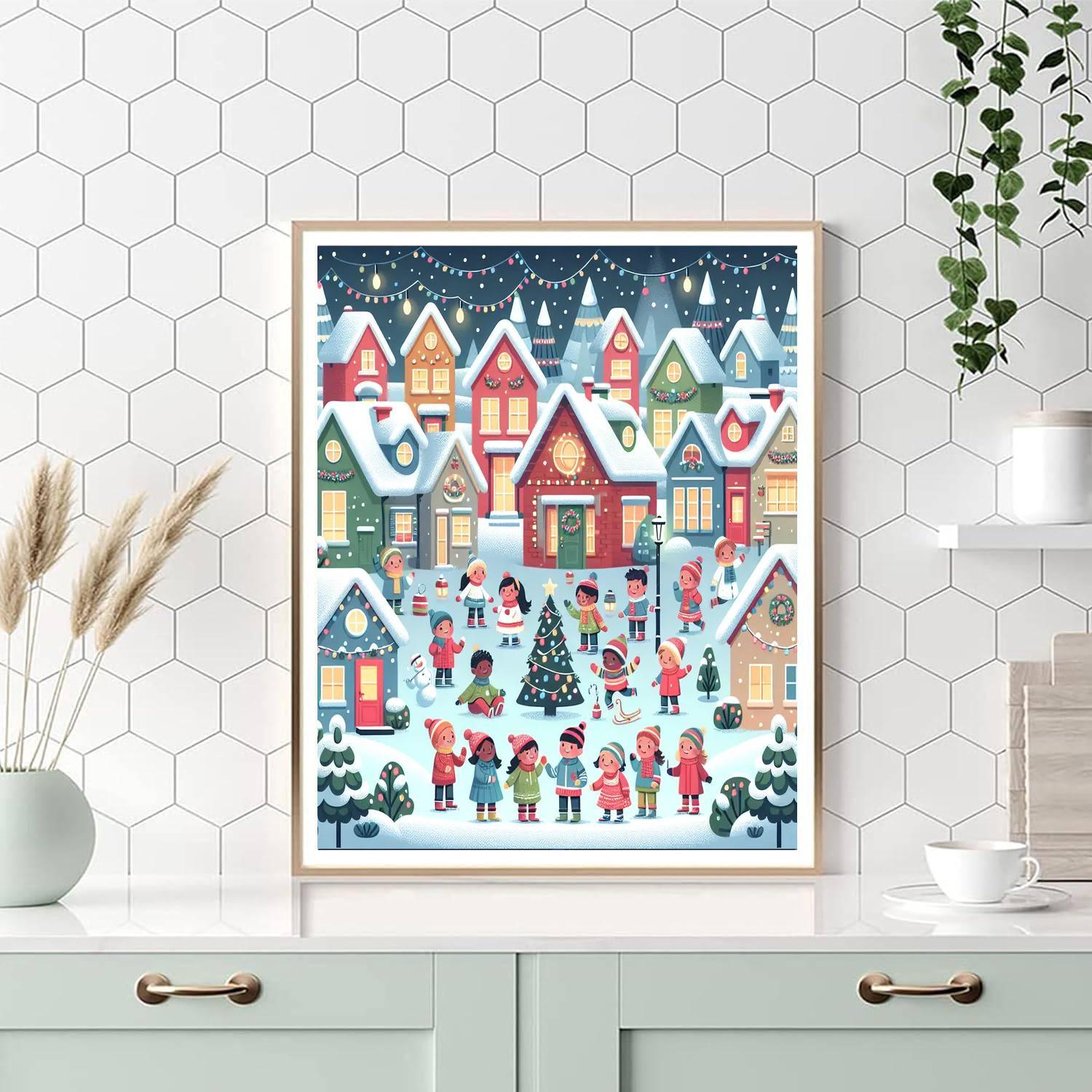 Cozy Snowy Village Paint By Number