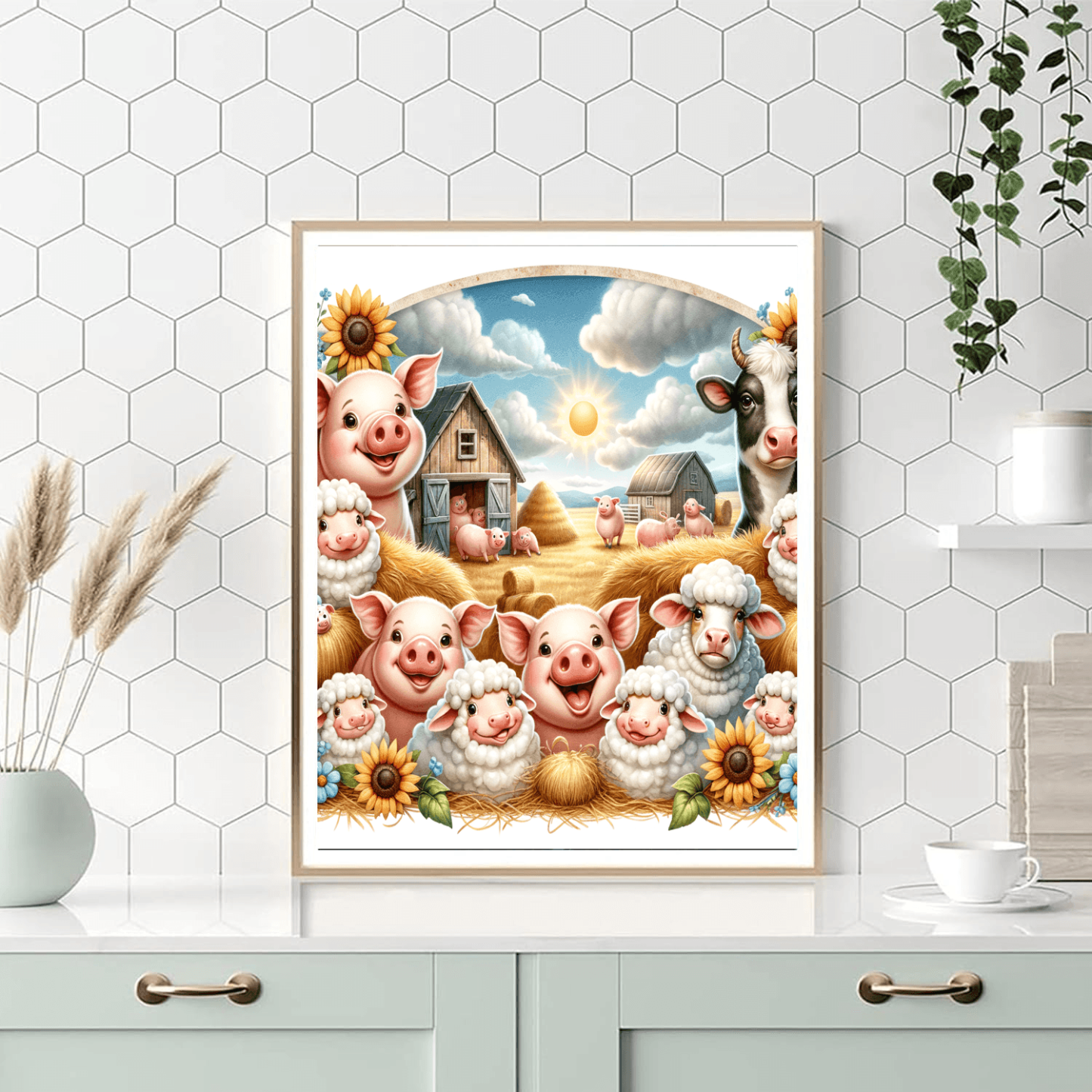 Cheerful Farm Animals Paint By Color