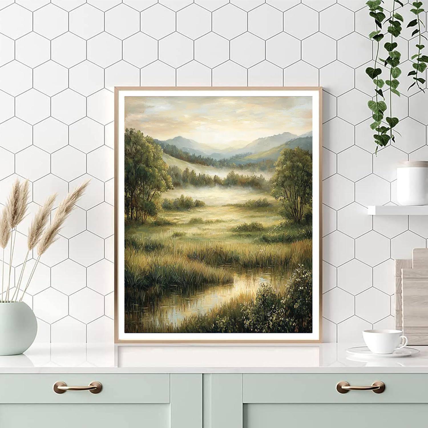 Paul Cézanne Inspired Misty Morning Meadows  DIY Paint By Numbers