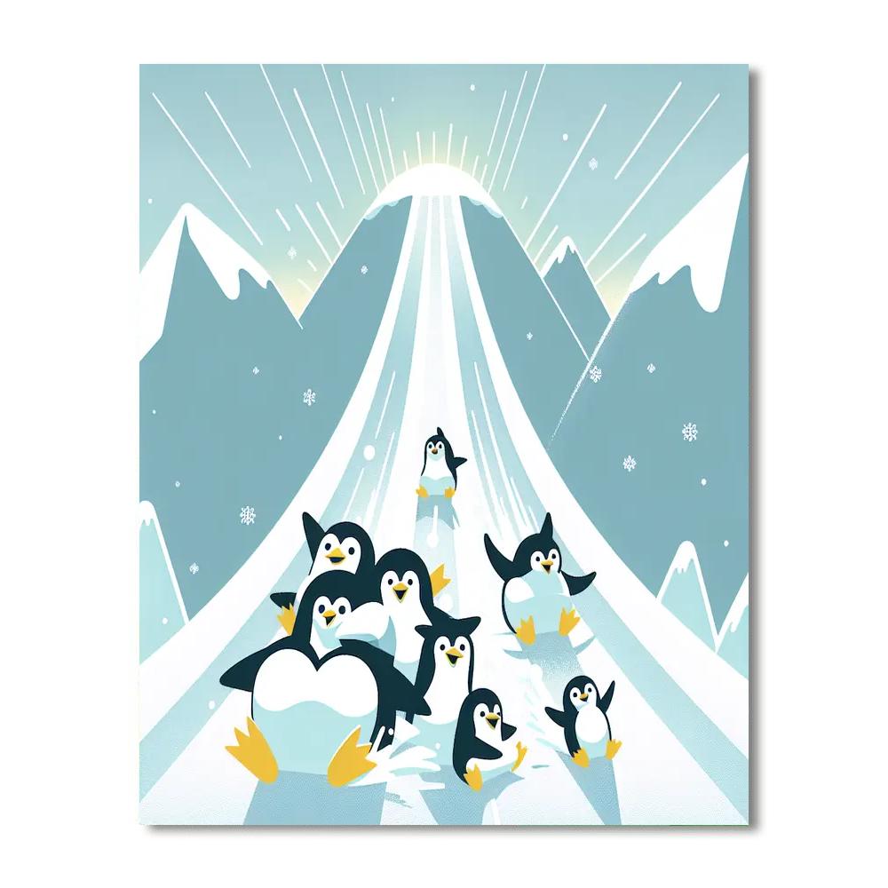 Penguin's Ice Slide Painting By Numbers Kit