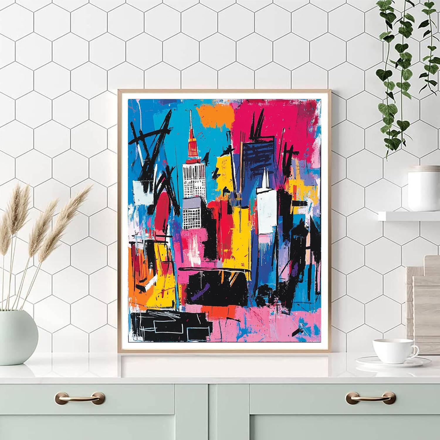 Jean-Michel Basquiat Inspired Urban Landscape  Paint By Color