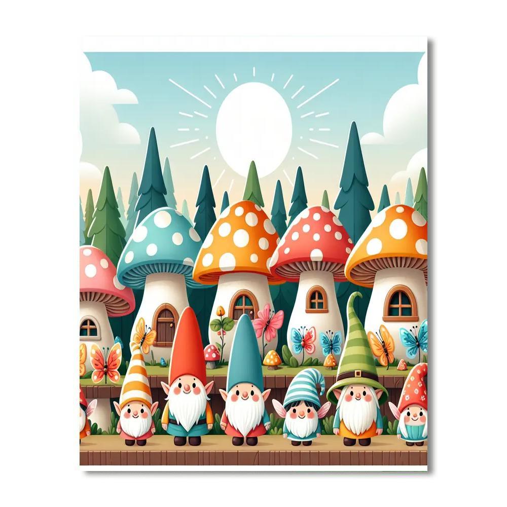 Magical Mushroom Village Painting Number Kit