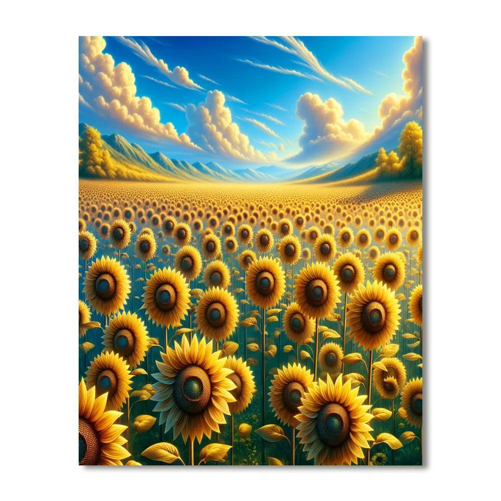 Sunflower Fields In The Breeze Painting By Numbers Kit