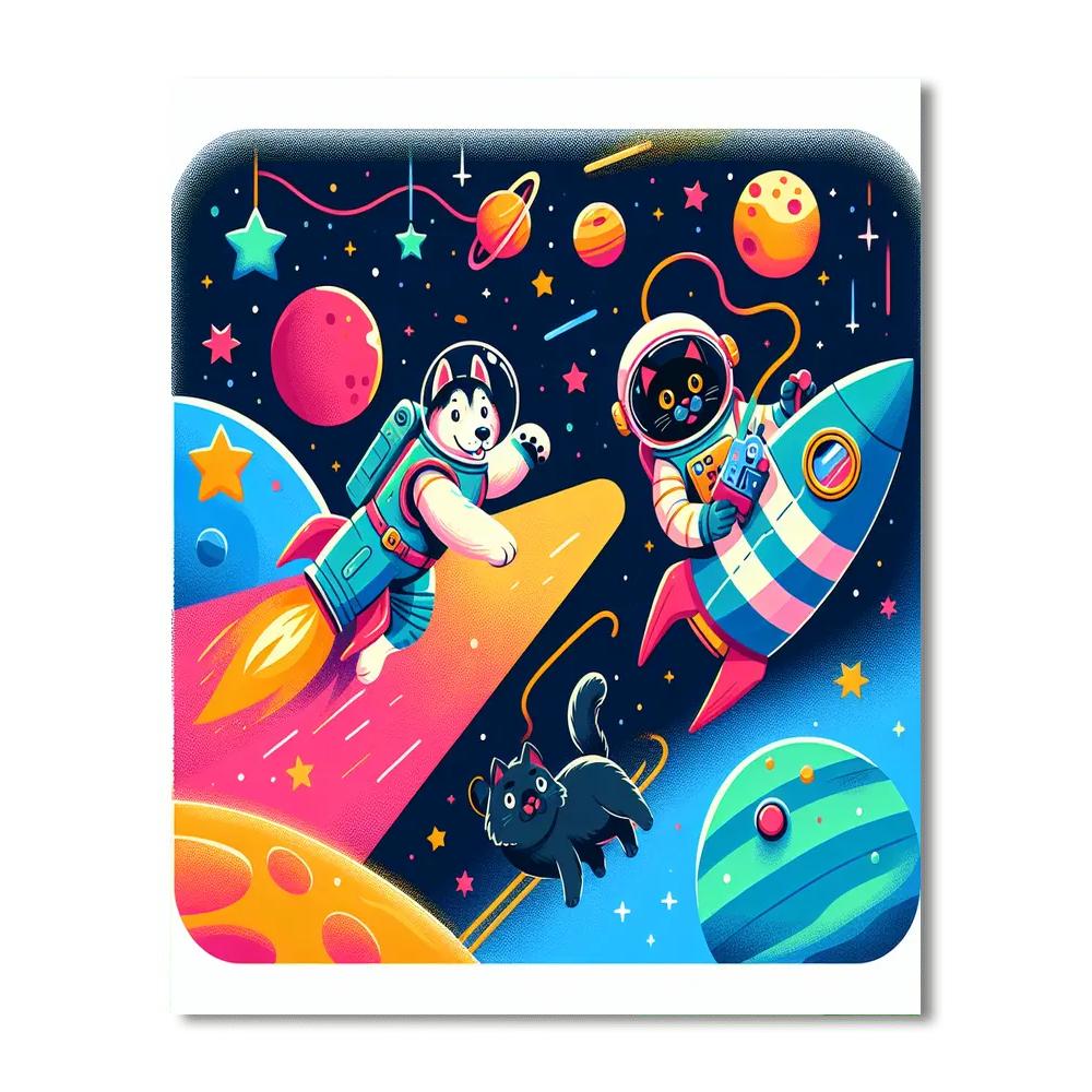 Animal Adventures In Space Painting By Numbers Kit