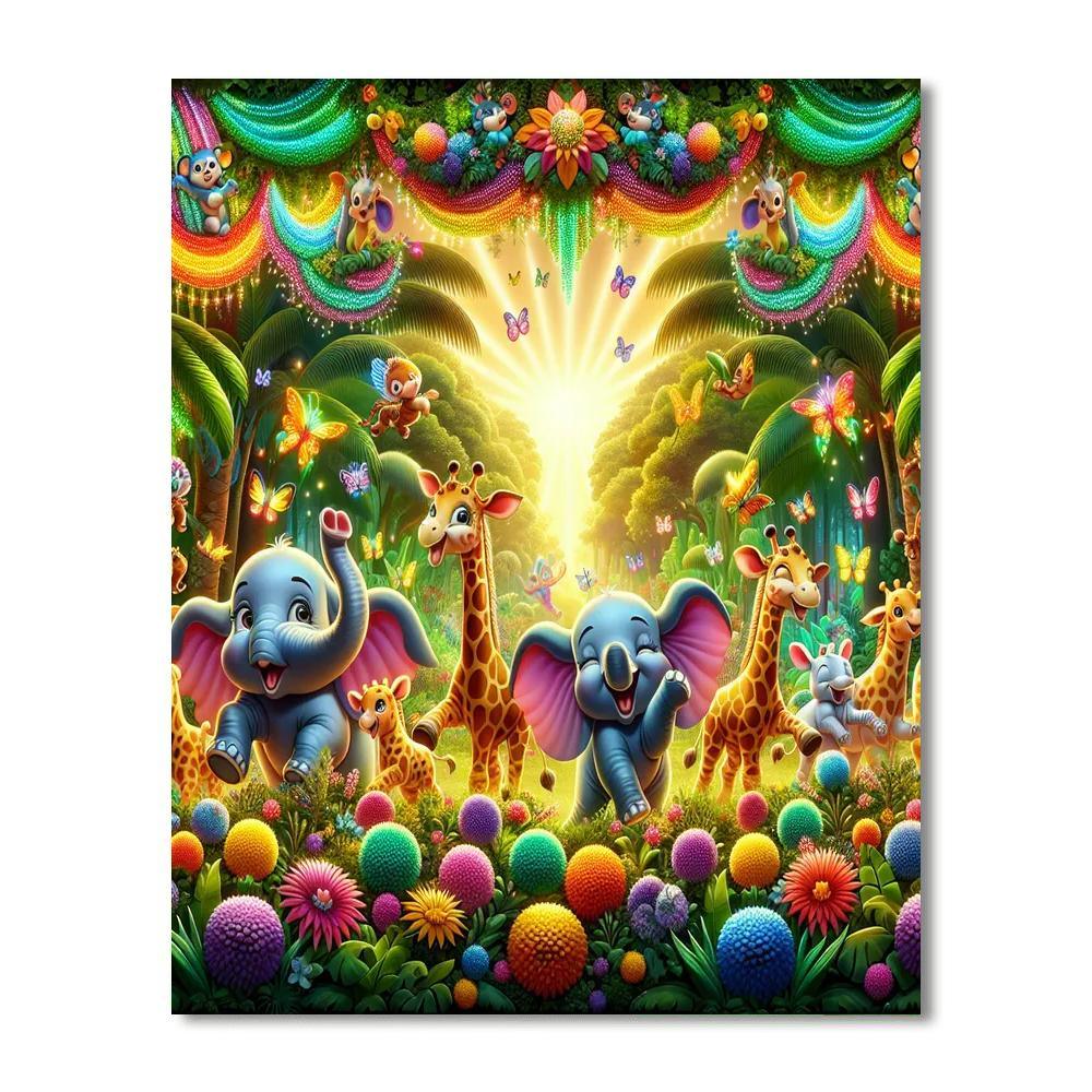 Happy Jungle Parade For Kids Numbered Painting Kits