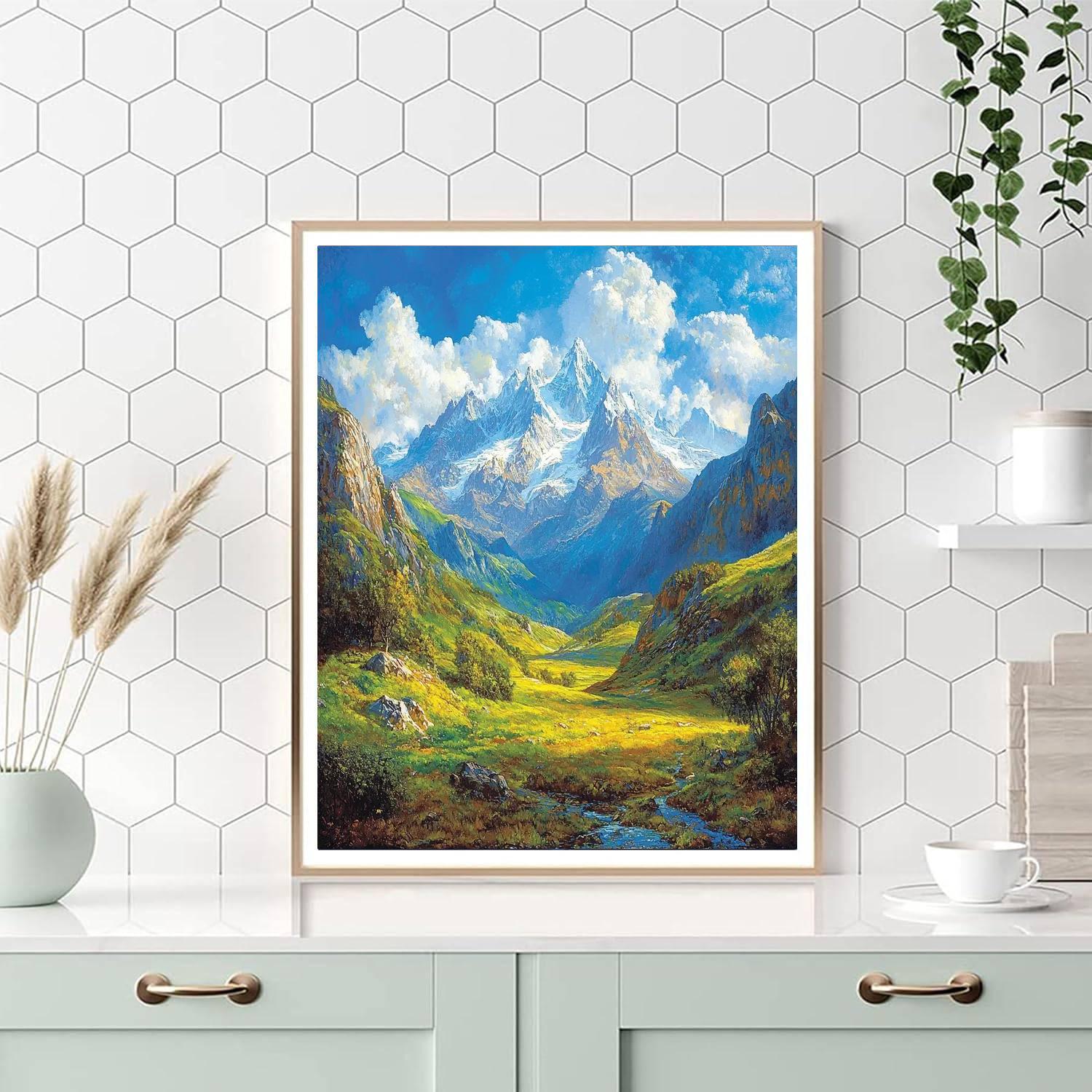 Frederic Edwin Church Inspired Epic Mountain Horizons  Number Painting