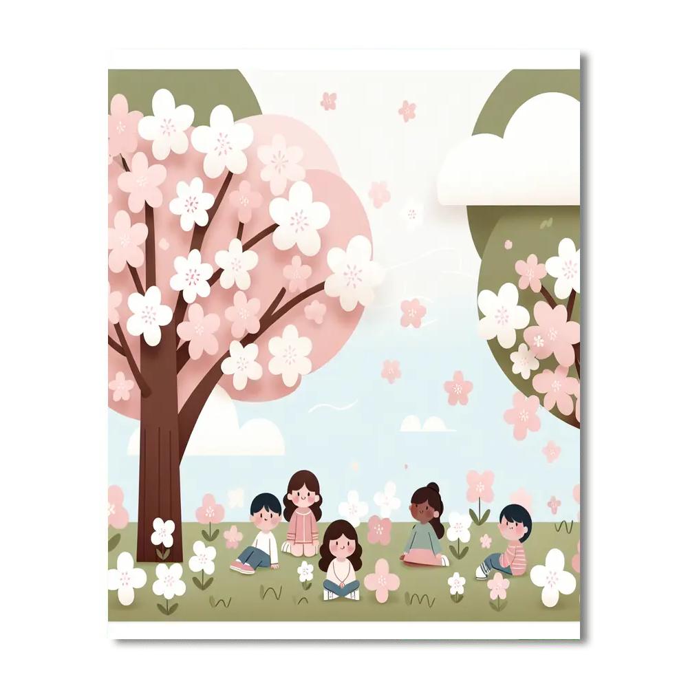 Cheery Cherry Blossom Retreat Number Painting