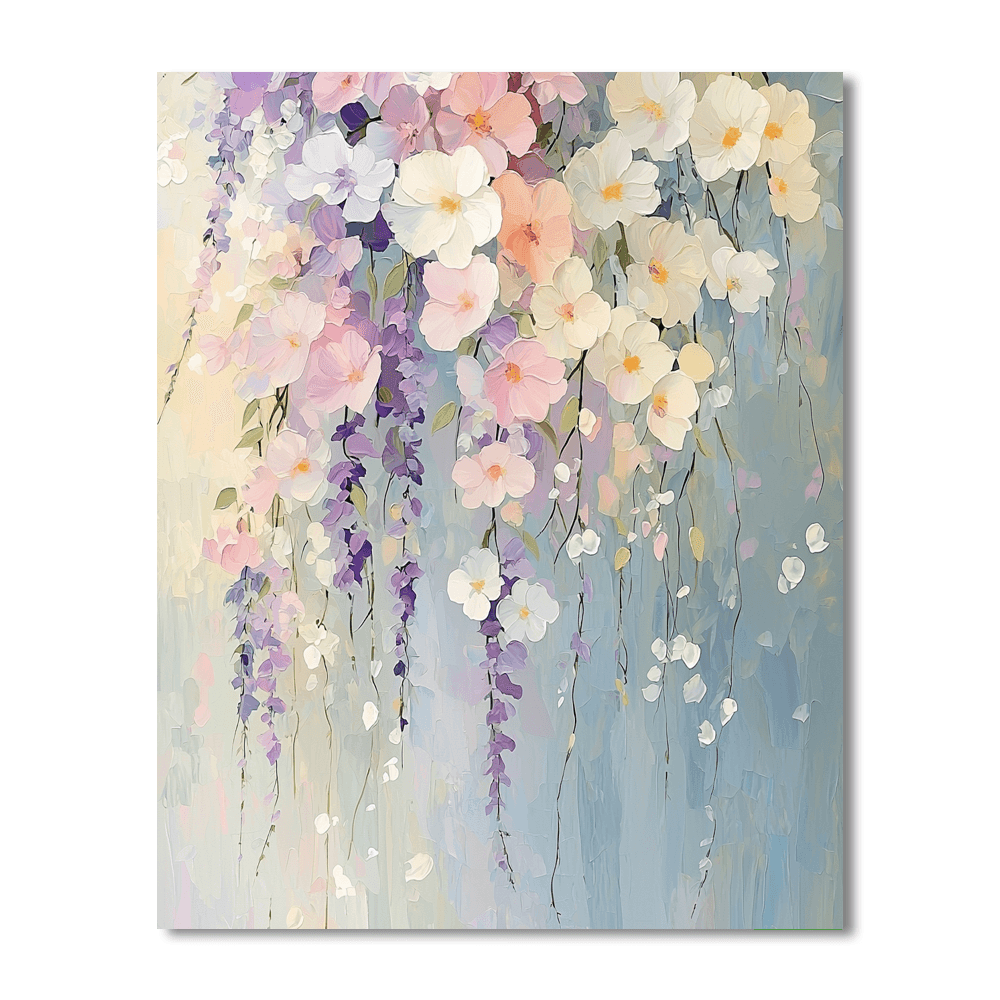 Georgia O'Keeffe Inspired Pastel Flower Cascade  Paint By Color