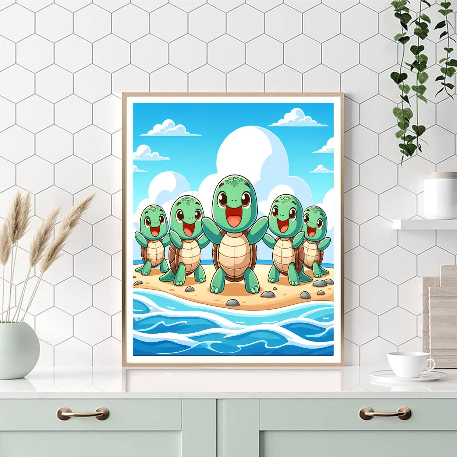 Giggly Turtles Number Painting