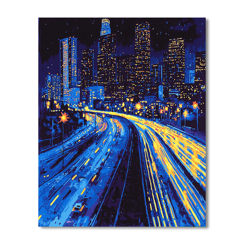 David Hockney Inspired Illuminated Nightscape Vision  Painting By Numbers Kit