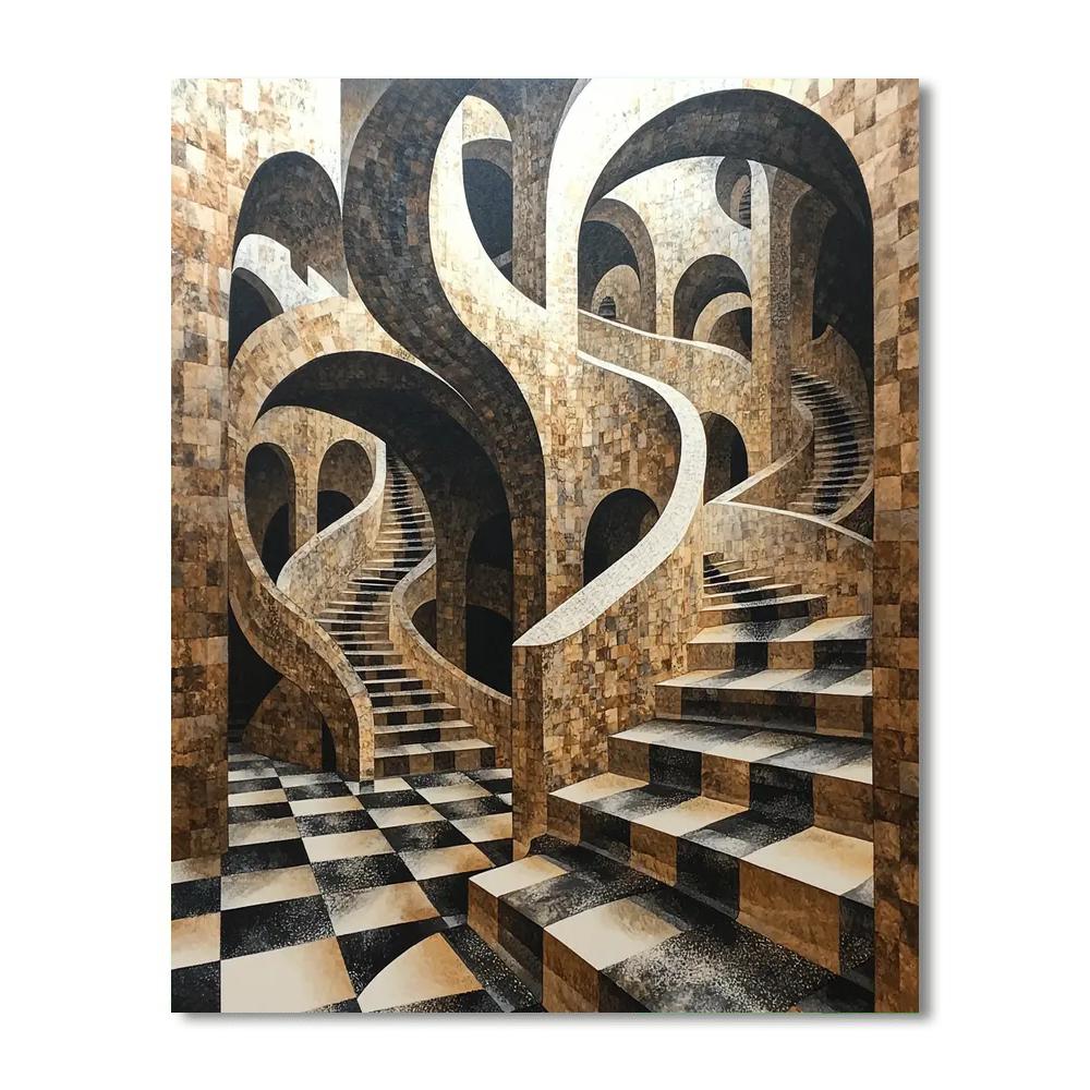 M.C. Escher Inspired Visual Paradox  Paint By Numbers