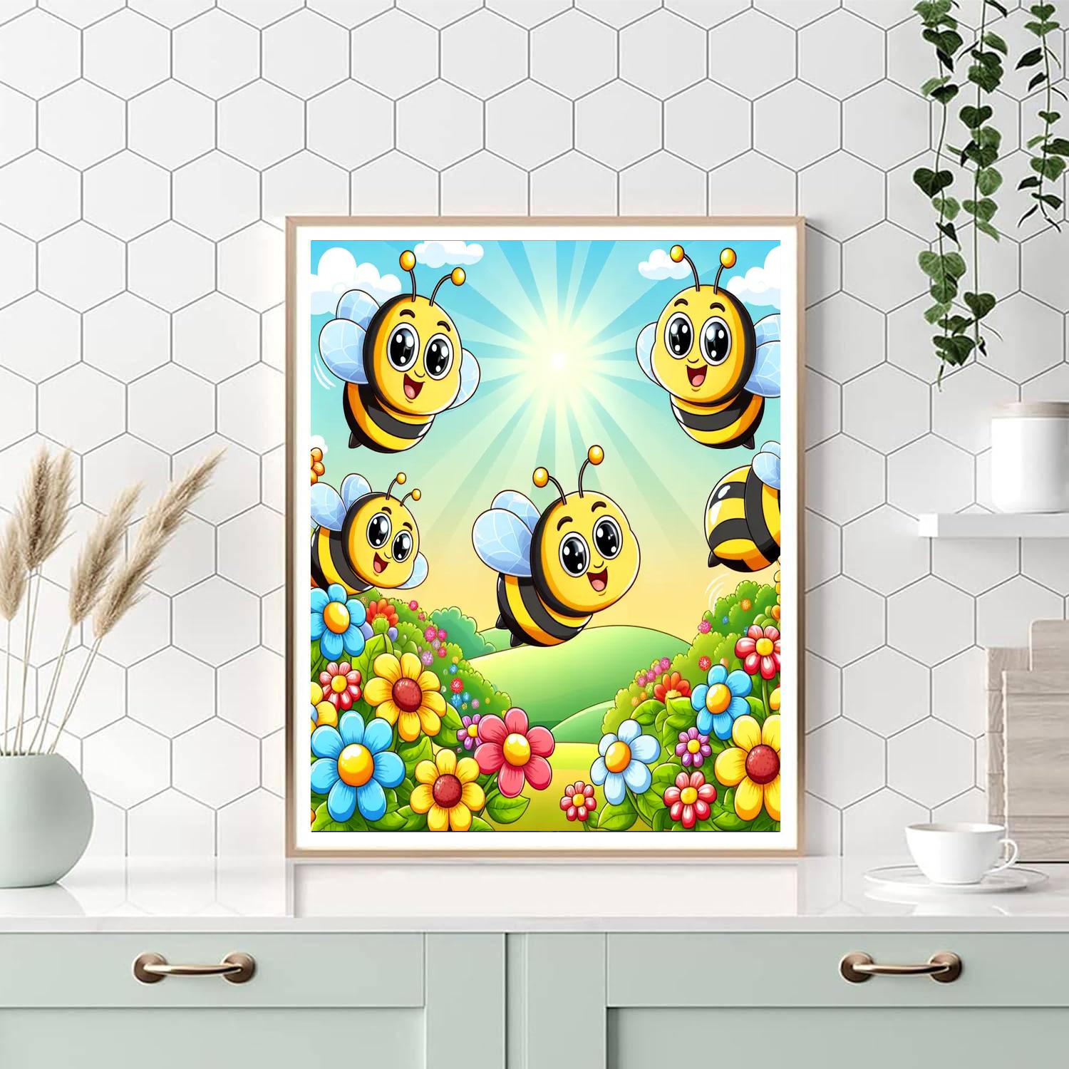 Bubbly Bees And Blooms Paint By Numbers Art