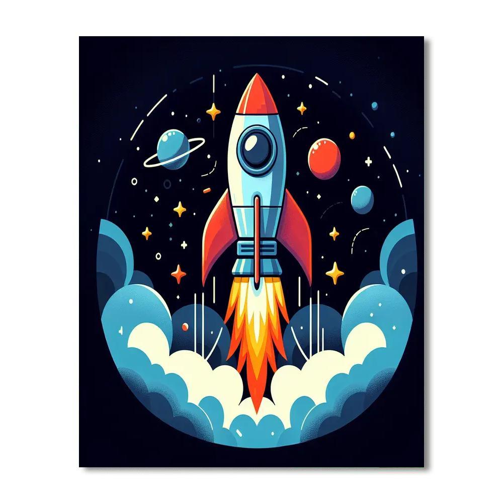 Exciting Rocket Ship Paint By Numbers Art