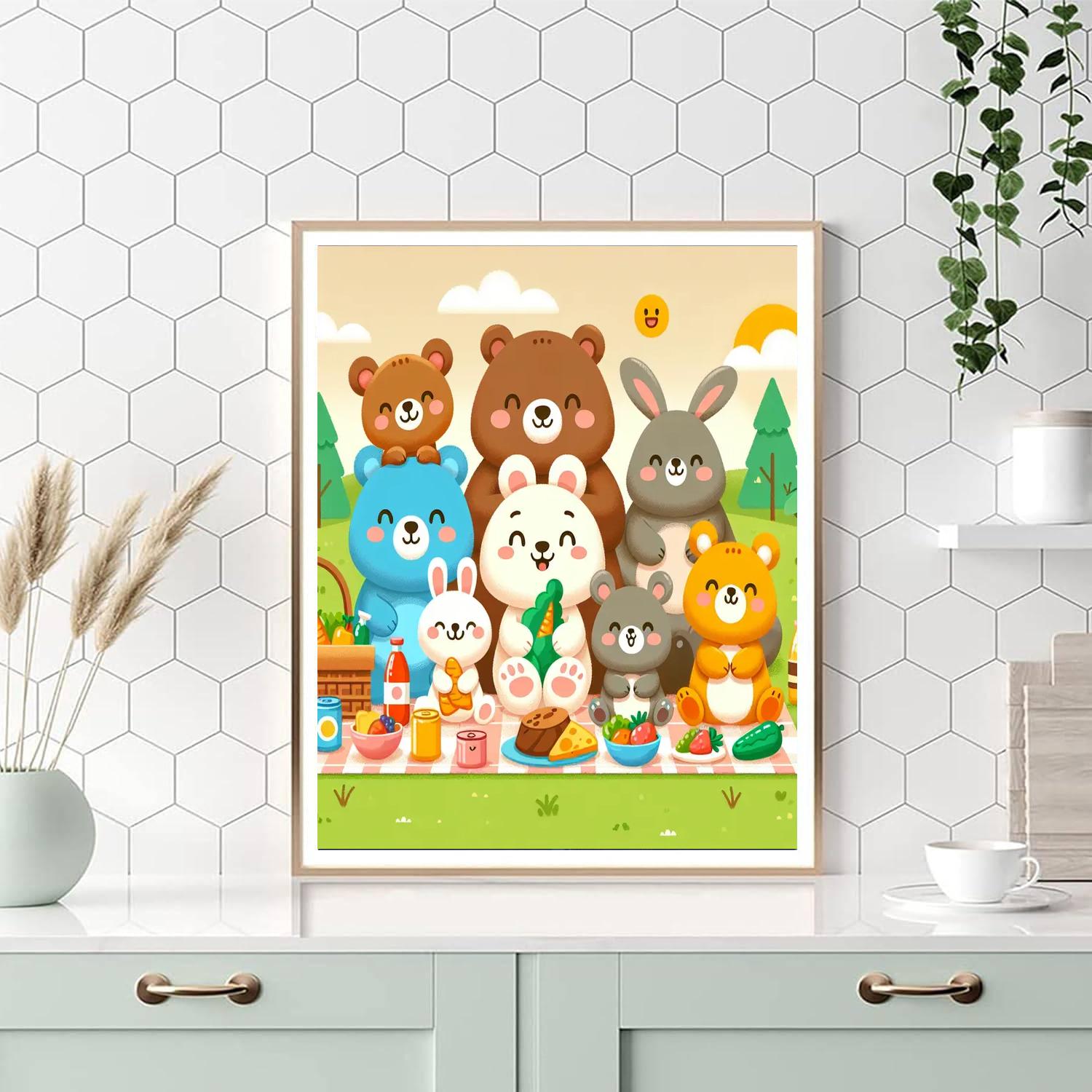 Playful Picnic Pals Paint By Numbers Art