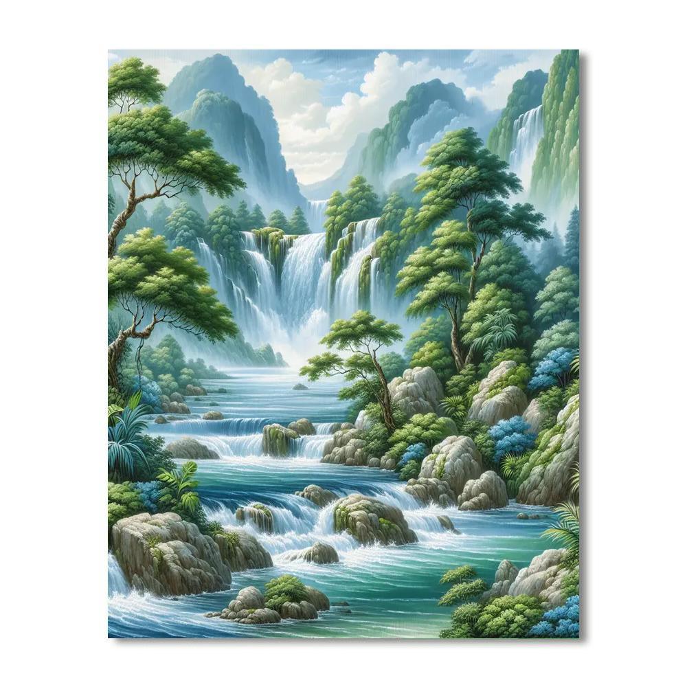 Tranquil Waterfalls Paint By Number