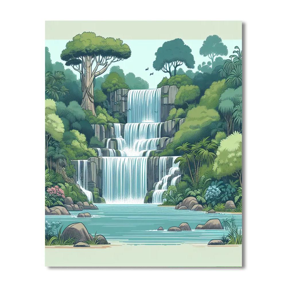 Wonderous Waterfall World Paint By Numbers Art