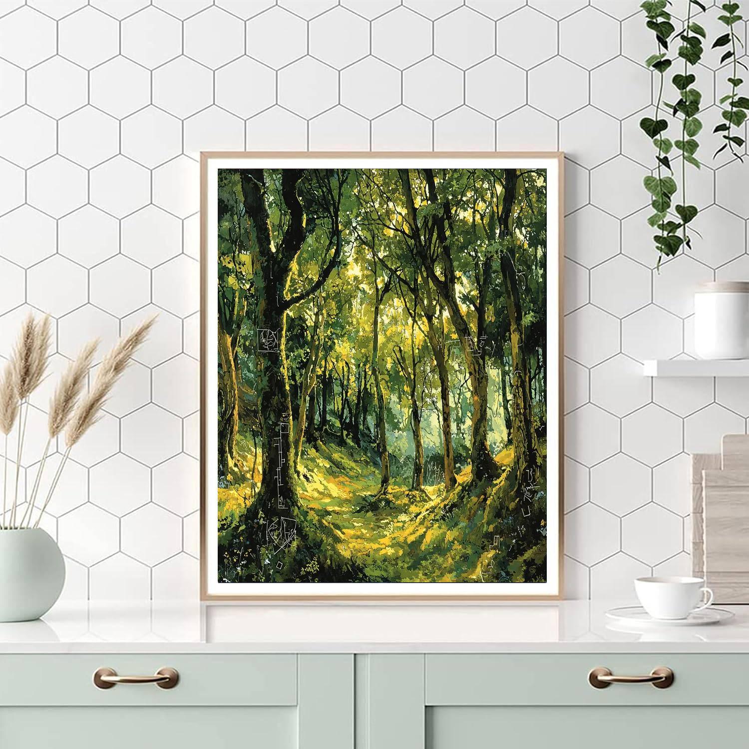 Leonardo Da Vinci Inspired Mossy Woodland Echoes  DIY Paint By Numbers